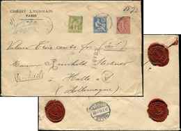 Let TYPE SAGE SUR LETTRES N°82 + 127 + 129 Obl. Paris 23/2/05 Sur Env. CHARGE, Arr. En ALLEMAGNE Le 24/2, TB - 1877-1920: Semi Modern Period