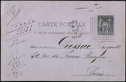 Let TYPE SAGE SUR LETTRES CP Entier 10c. Noir Obl. Cachet D'ESSAI Pointillés Et Càd PARIS/DEPART N3 3/9/31, Cérès N°1, S - 1877-1920: Période Semi Moderne