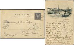 Let TYPE SAGE SUR LETTRES N°89 Obl. Càd D'ESSAI Ondulé GARE Du HAVRE 3/8/97 S. CP, Arr. En Allemagne Le 5/8, TB, Cote Po - 1877-1920: Période Semi Moderne