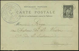 Let TYPE SAGE SUR LETTRES CP Entier 10c. Noir Obl. OR 4 Fois, TB - 1877-1920: Semi Modern Period