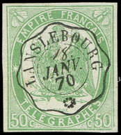 TELEGRAPHE Télégraphe 2 : 50c. Vert, Obl. Càd LANSLEBOURG 18 (manuscrit)/1/70, TTB - Telegraphie Und Telefon