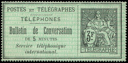 (*) TELEPHONE Téléphone 11 : 3f. Noir Sur Vert, TB - Télégraphes Et Téléphones
