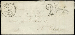 Let OBLITERATIONS PAR DEPARTEMENTS 5/BASSES ALPES Cursive 5/MOUSTIERS/STE MARIE S. LSC + Càd RIEZ 15/4/1853, TB - 1849-1876: Période Classique