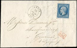 Let OBLITERATIONS PAR DEPARTEMENTS 57/NORD N°14A Obl. PC 97 S. LAC, Càd T15 ANZIN 23/7/59, Tarif Frontalier Pour TOURNAY - 1849-1876: Période Classique