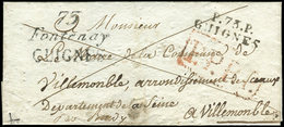 Let OBLITERATIONS PAR DEPARTEMENTS 73/SEINE & MARNE Cursive 73/Fontenay/GUIGNES S. LSC, MP P.73.P./GUIGNES, TB - Autres & Non Classés