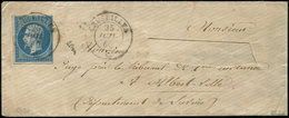 Let DUCHE DE SAVOIE Oblitérations Sur Timbres Français N°14A Obl. Càd Sarde CRUSEILLES 25/7/60 S. Env., Nom Du Destinata - 1849-1876: Période Classique