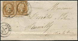 Let DUCHE DE SAVOIE Oblitérations Sur Timbres Français N°13A 10c. Bistre PAIRE, Un Ex. Touché, Obl. Càd Sarde YENNE 5/8/ - 1849-1876: Classic Period