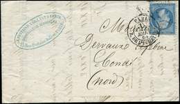 Let LETTRES DE PARIS N°22 Obl. Etoile 11 S. LAC, Càd R. De L'ECHELLE 27/3/64, Ind. 19, TB - 1849-1876: Classic Period