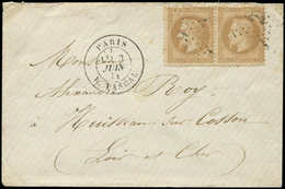 Let LETTRES DE PARIS N°28B PAIRE, Obl. Etoile 29 S. Env., Càd R. PASCAL 3/6/71, TB - 1849-1876: Classic Period