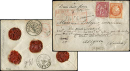 Let LETTRES DE PARIS N°38 + 71 Obl. Càd Rouge AFFRANCHISSEMENTS/(3) PARIS (3) 28/1/77 Sur Env. CHARGE, R Et TB - 1849-1876: Classic Period