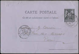Let LETTRES DE PARIS CP Entier Obl. Càd A PARIS A/(DISTRIBon) 12/8/85, Arr. Paris/Batignolles Le 12/5, TB - 1849-1876: Période Classique