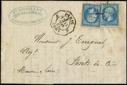 Let LETTRES DE PARIS N°22 2 Ex. Obl. Etoile 1 S. LAC, Càd Octog. LEX J PARIS J 15/6/64, TB - 1849-1876: Période Classique