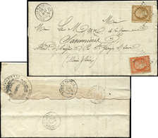 Let AFFRANCHISSEMENTS ET COMBINAISONS N°5 Et 9 Obl. PC 125 S. LAC, Càd T15 FERE-EN-TARDENOIS 26/5/54, Timbres Défx, Sino - 1849-1876: Période Classique