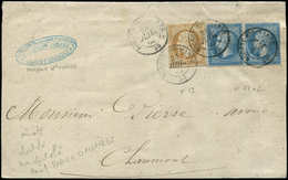 Let AFFRANCHISSEMENTS ET COMBINAISONS N°13A + 22 PAIRE Obl. Càd T15 NOGENT-S-MARNE 26/7/62 Sur Bande De Papiers D'Affair - 1849-1876: Période Classique