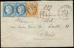 Let AFFRANCHISSEMENTS ET COMBINAISONS N°38 Et 60A (2) Obl. GC 3194 S. Env. Rec., Càd T17 ROMORANTIN 1/6/73, TB - 1849-1876: Classic Period