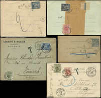 Let DESTINATIONS Lot De 5 Lettres Ou CP Sage Pour La Belgique Avec Taxes Différentes, 1890-1901, TB - 1849-1876: Période Classique