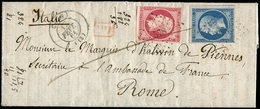 Let DESTINATIONS N°14B Et 17B Obl. PC 578 S. LAC, Càd T15 CAEN 17/2/61, Arr. ROMA, Superbe - 1849-1876: Période Classique