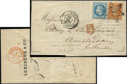 Let DESTINATIONS N°23 + 29B Obl. Etoile 1 S. LAC, Càd PARIS 1/4/68, Arr. AMSTERDAM, DOUBLE Port Pour Les PAYS-BAS, TB - 1849-1876: Période Classique