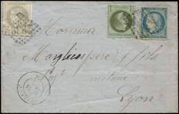 Let AFFRANCHISSEMENTS DE SEPTEMBRE 1871 N°25, 37 Et 41B Obl. GC 2839 S. LAC, Càd T17 PEZENAS 11/9/71, TB - 1849-1876: Klassik