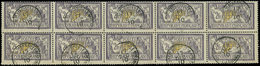 EMISSIONS DU XXème SIECLE 122   Merson,  2f. Violet Et Jaune, BLOC De 10 Oblitéré, TB - Unused Stamps