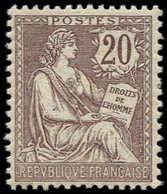 ** EMISSIONS DU XXème SIECLE 126   Mouchon Retouché, 20c. Brun Lilas, Très Bien Centré, TTB - Unused Stamps
