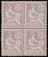 ** EMISSIONS DU XXème SIECLE 128   Mouchon Retouché, 30c. Violet, BLOC De 4, Une Pointe De Rouss. S. 1 Ex., Pièce Néanmo - Unused Stamps