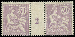 * EMISSIONS DU XXème SIECLE 128   Mouchon Retouché, 30c. Violet, PAIRE Mill.2, TB - Unused Stamps