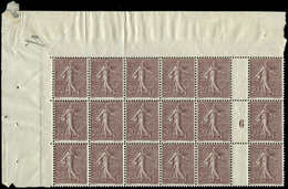 ** EMISSIONS DU XXème SIECLE 131   Semeuse Lignée, 20c. Brun-lilas, BLOC De 18 Mill.6 Cdf, Frais Et TB - Unused Stamps