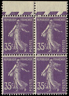 ** EMISSIONS DU XXème SIECLE 142b  Semeuse Camée, 35c. Violet, T II, BLOC De 4 Bdf, TB - Unused Stamps