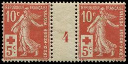 * EMISSIONS DU XXème SIECLE 147   Croix Rouge, 10c. + 5c. Rouge, PAIRE Mill.4, TB - Unused Stamps