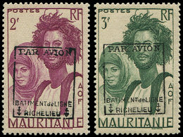 ** Poste Aérienne Militaire  4 Et 5 : 2f. Lilas-rose Et 3f. Vert De Mauritanie Surch. BATIMENT De LIGNE RICHELIEU, TB - Militärische Luftpost