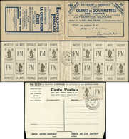 FRANCHISE MILITAIRE 10A  Infanterie, Carnet De 10 + Unités Obl. Artfêtes Vignette Des Armées/Paris 14/4/40 Sur CP Offici - Timbres De Franchise Militaire