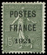 (*) PREOBLITERES 34  15c. Olive, POSTES FRANCE 1921, TB. S - 1893-1947