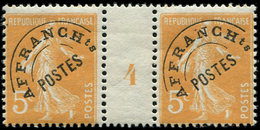 ** PREOBLITERES 50  Semeuse Camée,  5c. Orange, PAIRE Mill.4, TB - 1893-1947