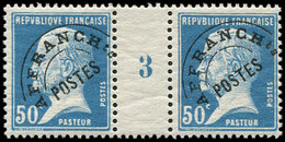 * PREOBLITERES 68  Pasteur, 50c. Bleu, PAIRE Mill.3, TB - 1893-1947