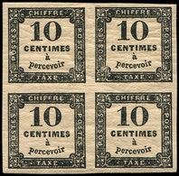 ** TAXE 2   10c. Noir Typo T I, BLOC De 4, TTB - 1859-1959 Oblitérés