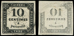 TAXE 2A  10c. Noir Typo, T II, Impression RECTO-VERSO, Obl., TB. R - 1859-1959 Oblitérés