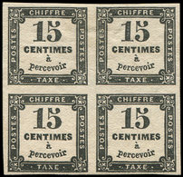 * TAXE 3B  15c. Noir Typo, T II, BLOC De 4, Traces De G., TB. Br - 1859-1959 Oblitérés