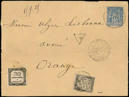 Let TAXE N°90 15c. Obl. Càd VAISON 2/8/_  Sur DL, Poids 15g25, Taxé Avec 30c. N°6 Et 15c. N°16 à ORANGE, B - 1859-1959 Used