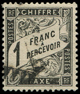 TAXE 22   1f. Noir, Obl., TB - 1859-1959 Oblitérés