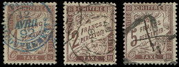 TAXE 25/27, 1f., 2f. Et 5f. Marron De 1884, Obl., TB - 1859-1959 Oblitérés