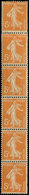 ** ROULETTES 5   Semeuse Camée,  5c. Orange, T I, BANDE De 6, Un Ex. Sur RACCORD, TB - Coil Stamps