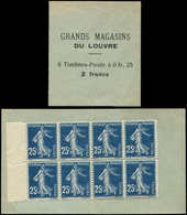 CARNETS (N°Cérès Jusqu'en1964) Carnet Monnaie N°140, 25c. Bleu, 8 Ex., GRANDS MAGASINS Du LOUVRE, TB - Autres & Non Classés