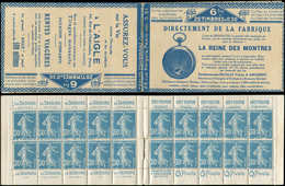 CARNETS (N°Cérès Jusqu'en1964) 55   Semeuse Camée, 30c. Bleu, N°192A, T IIB, S. 91, REINE Des MONTRES-L'AIGLE, TTB - Autres & Non Classés