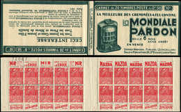 CARNETS (N°Cérès Jusqu'en1964) 162  Fachi, 50c. Rouge, N°272A, T II, S. 231, LA MONDIALE PARDON, TB - Autres & Non Classés