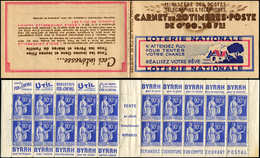 CARNETS (N°Cérès Jusqu'en1964) 243  Paix, 90c. Bleu, N°368, T I, S. 44, LOTERIE NATIONALE, TTB - Autres & Non Classés