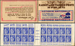 CARNETS (N°Cérès Jusqu'en1964) 243  Paix, 90c. Bleu, N°368, T I, S. 44, LOTERIE NATIONALE, TTB - Other & Unclassified