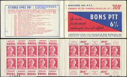 CARNETS (N°Cérès Jusqu'en1964) 285  Muller, 15f. Rose, N°1011, S. 2-55, BONS PTT 6 %, N°47925, Daté 13/4/55, TB - Sonstige & Ohne Zuordnung