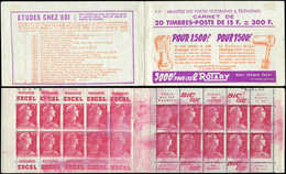 CARNETS (N°Cérès Jusqu'en1964) 287  Muller, 15f. Rose, N°1011,  S. 16, ROTARY, Piquage à Cheval + Défaut D'essuyage, Non - Sonstige & Ohne Zuordnung