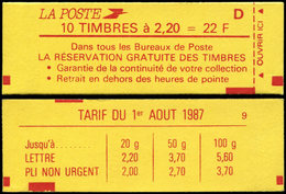 CARNETS (N°Cérès Jusqu'en 1964) Essais 2376-C11, Essai En Rouge, Timbres Guillochis, TB - Autres & Non Classés